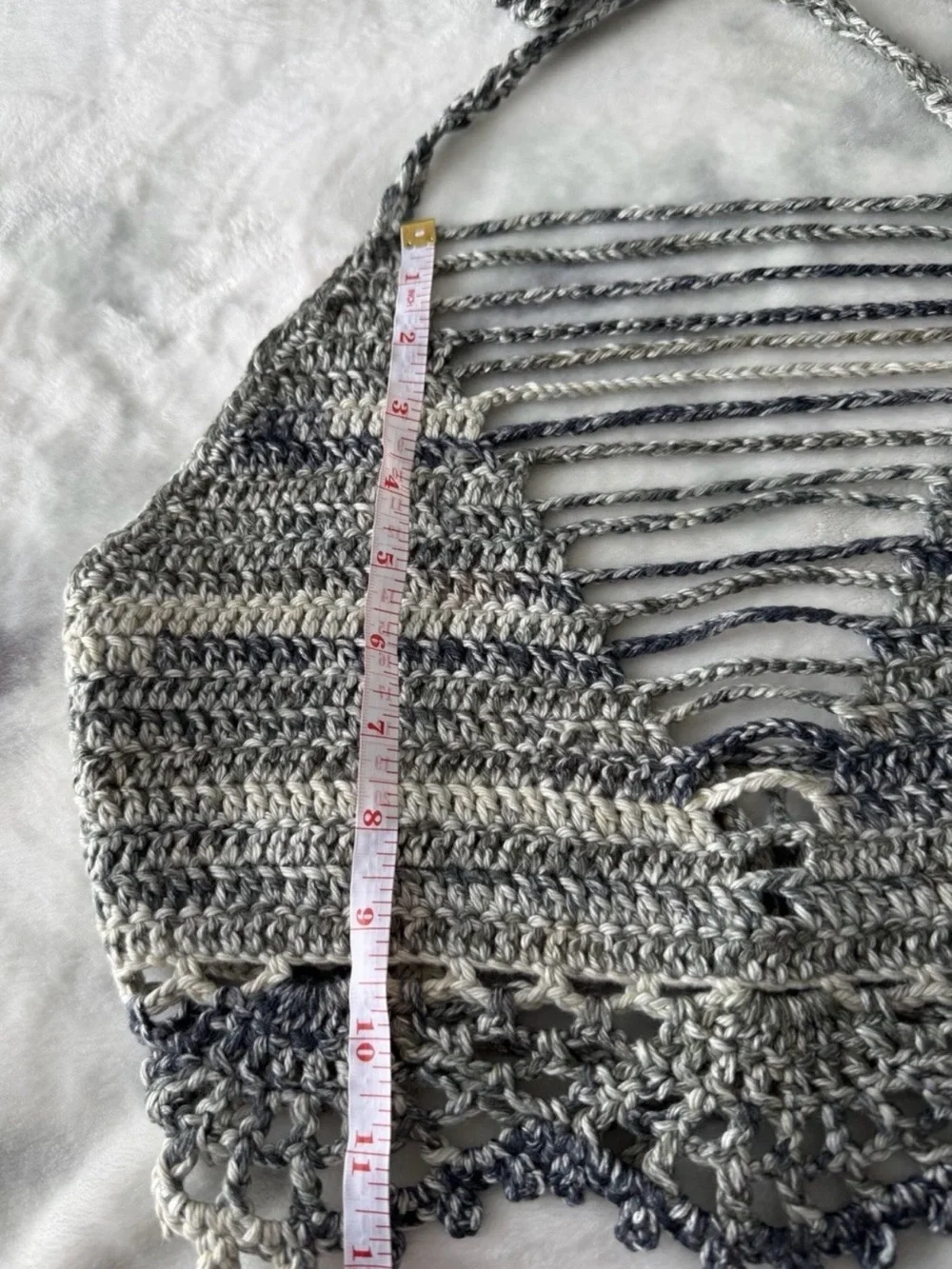 Handmade Gray Crocheted Hair Scarf Topper